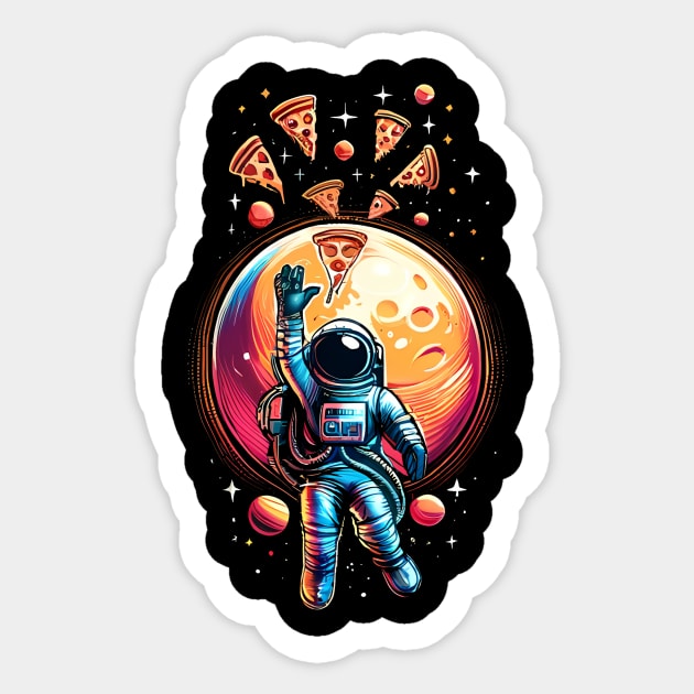Astronaut in Space with Pizza, Love Eating Pizza Sticker by logiamerch
